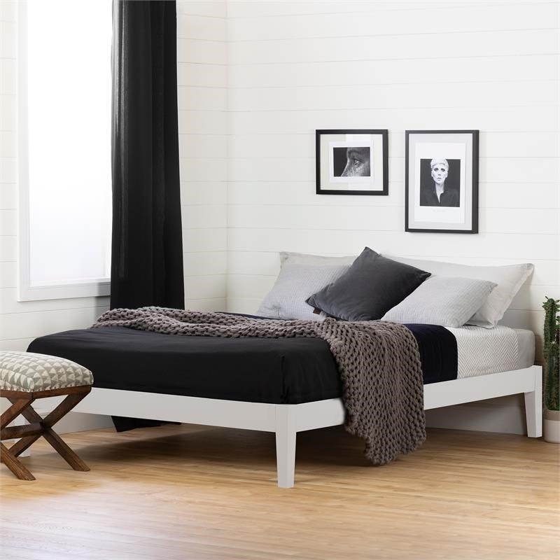 South Shore Vito Full Size Platform Bed in White