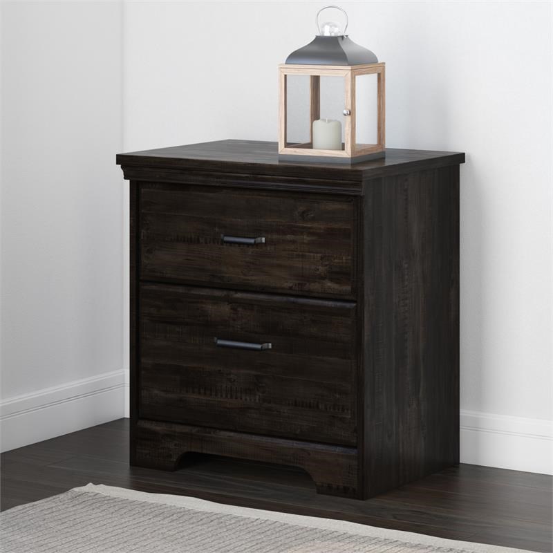 Versa 2-Drawer Nightstand-Rubbed Black-South Shore