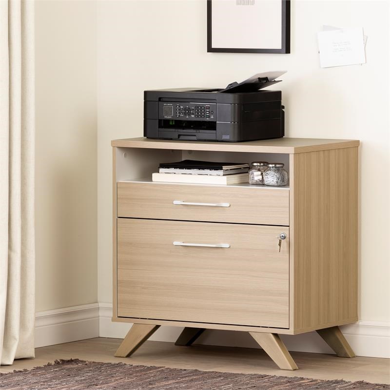 Helsy 2-Drawer File Cabinet-Soft Elm and White-South Shore