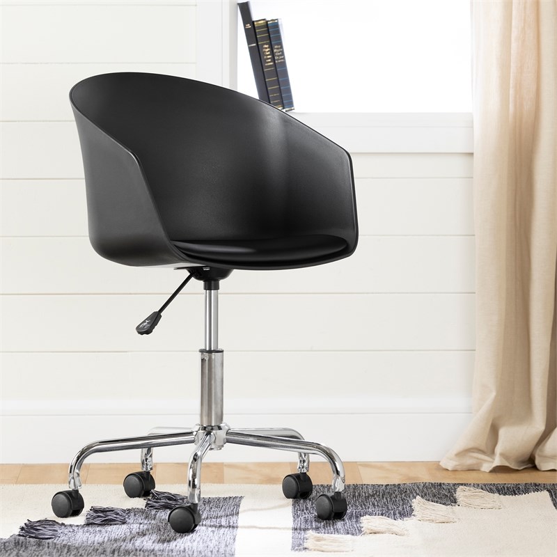 South Shore Gravity Rubbed Black Desk and 1 Flam Black Swivel Chair Set