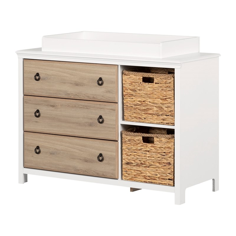Cotton Candy Changing table Pure White and Rustic Oak South Shore
