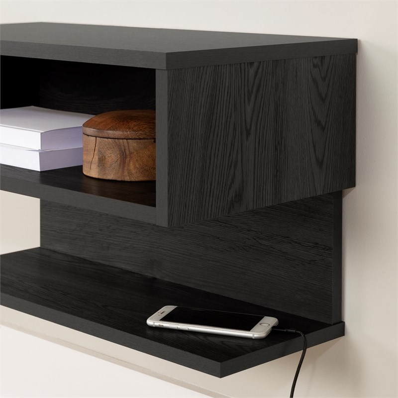 Fusion Floating Nightstand Gray Oak South Shore