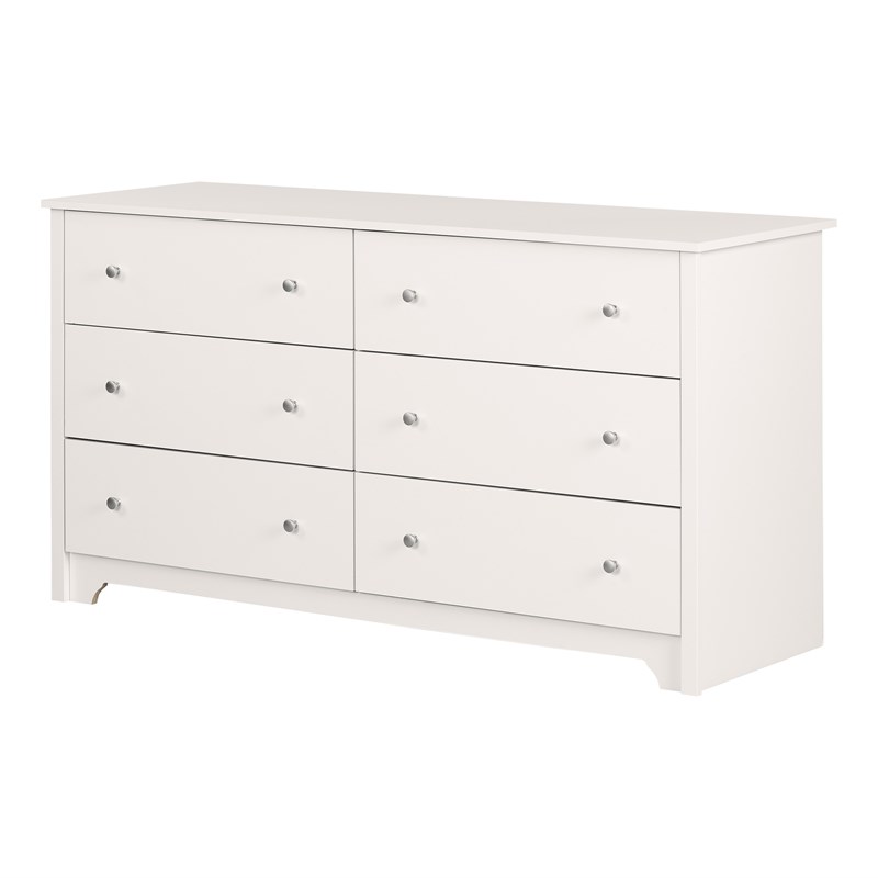 South Shore Breakwater 6 Drawer Double Dresser in Pure White Finish
