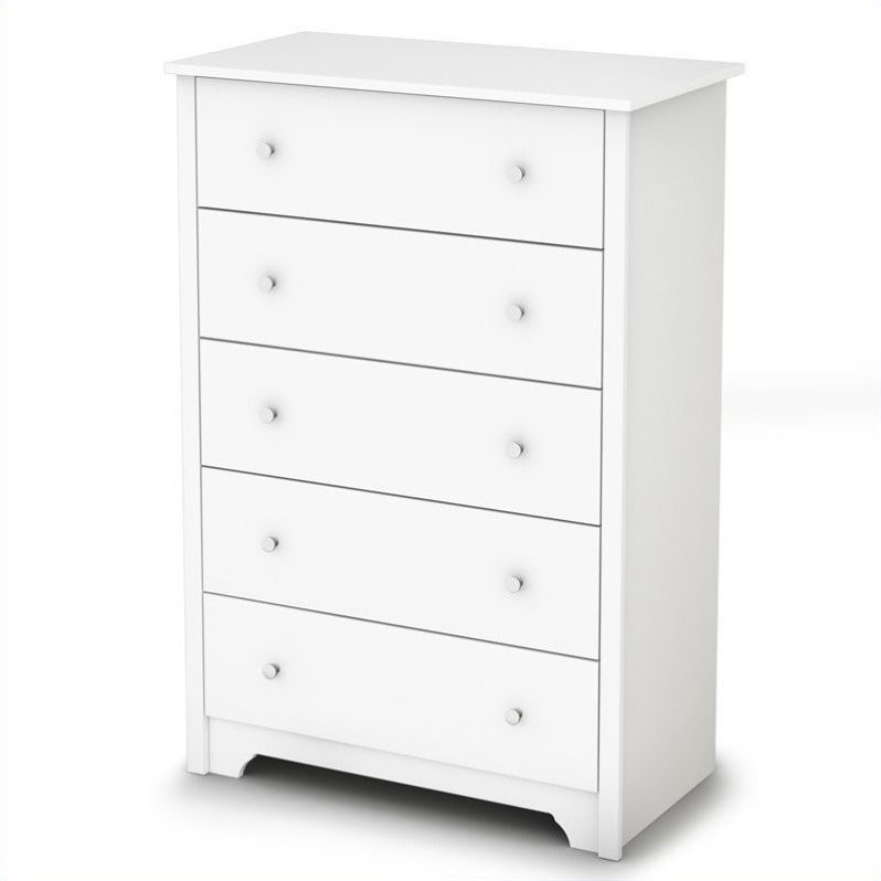 South Shore Breakwater 5 Drawer Chest in Pure White Finish
