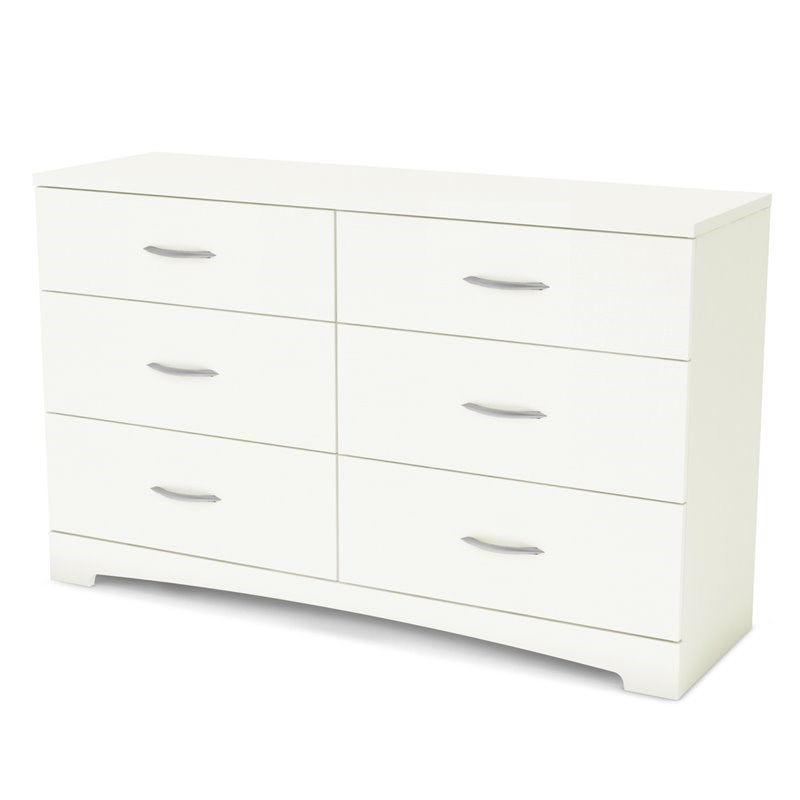South Shore Maddox 6 Drawer Double Dresser in Pure White Finish