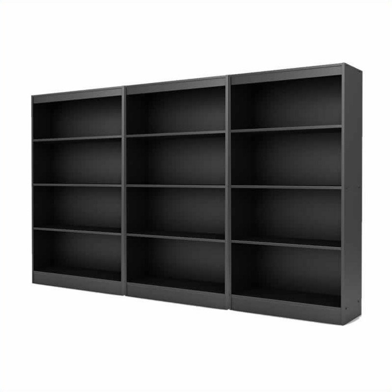 black and silver book shelf