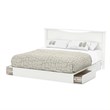 South Shore Step One King Platform Bed with Headboard and Drawers in Pure White