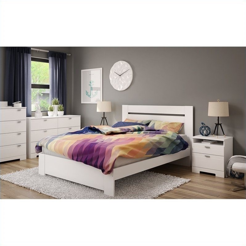 South Shore Reevo Nightstand with Cord Catcher in Pure White