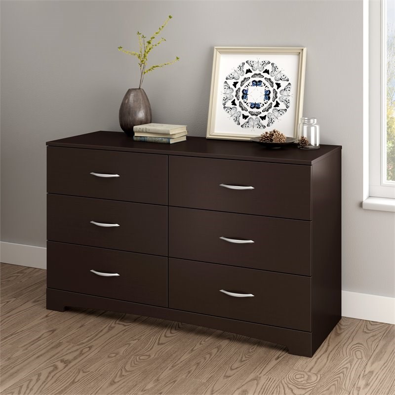 South Shore Back Bay Double Dresser in Dark Chocolate