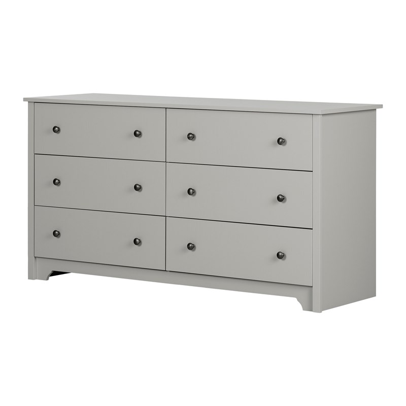 South Shore Vito 6-Drawer Double Dresser in Soft Gray