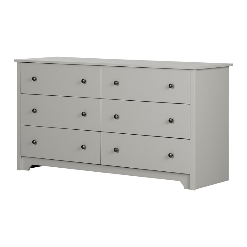 South Shore Vito 6 Drawer Double Dresser In Soft Gray 9021010