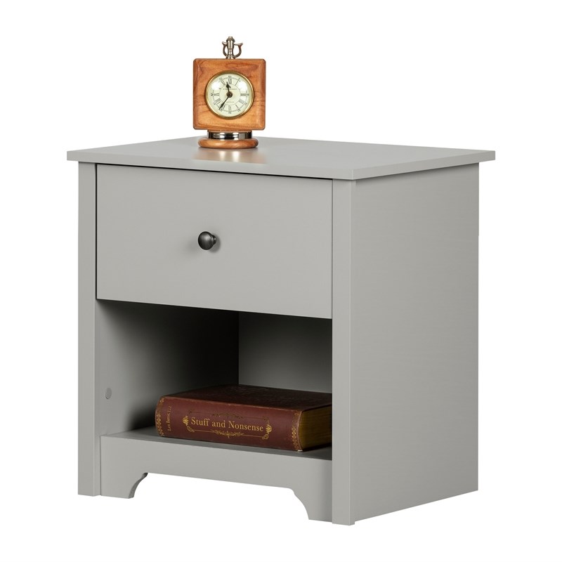 South Shore Vito 1-Drawer Night Stand in Soft Gray