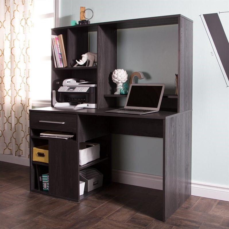 South Shore Annexe Home Office Computer Desk in Gray Oak Homesquare