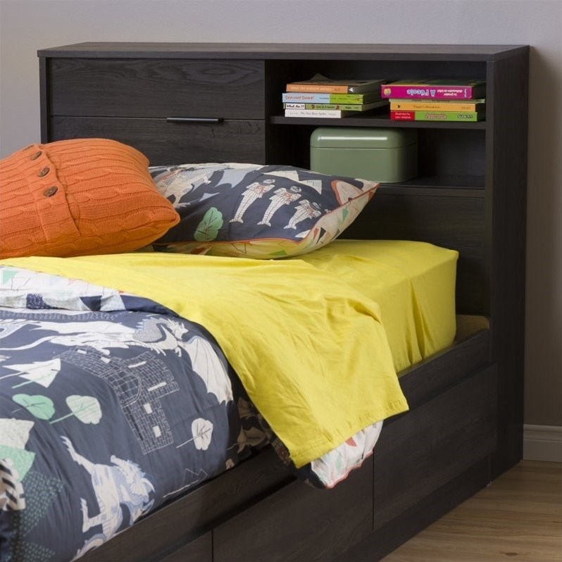 South Shore Fynn Twin Storage Headboard in Gray Oak Homesquare
