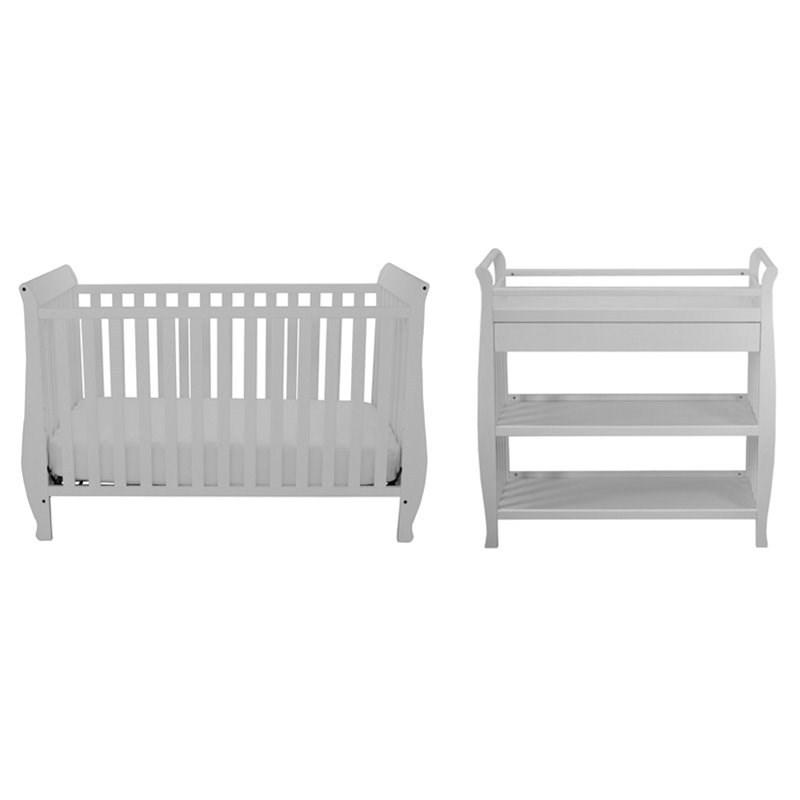 Athena Naomi 4 in 1 Convertible Crib with Changing Table in White