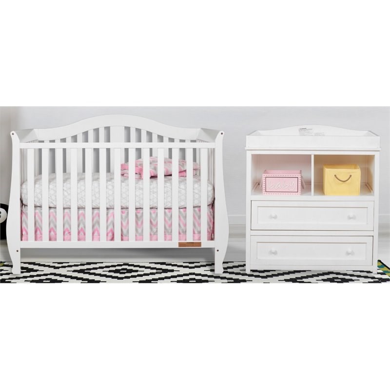 AFG Desiree 4-in-1 Convertible Crib with Dresser Changer in White