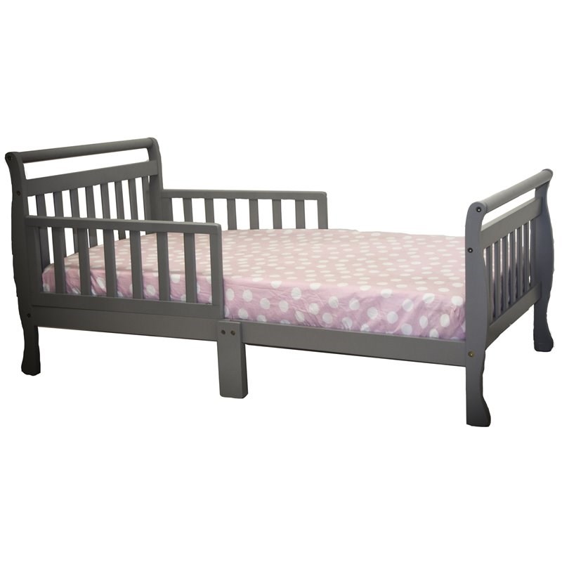 AFG Baby Furniture Anna Solid Wood Toddler Bed with Guardrails in Gray