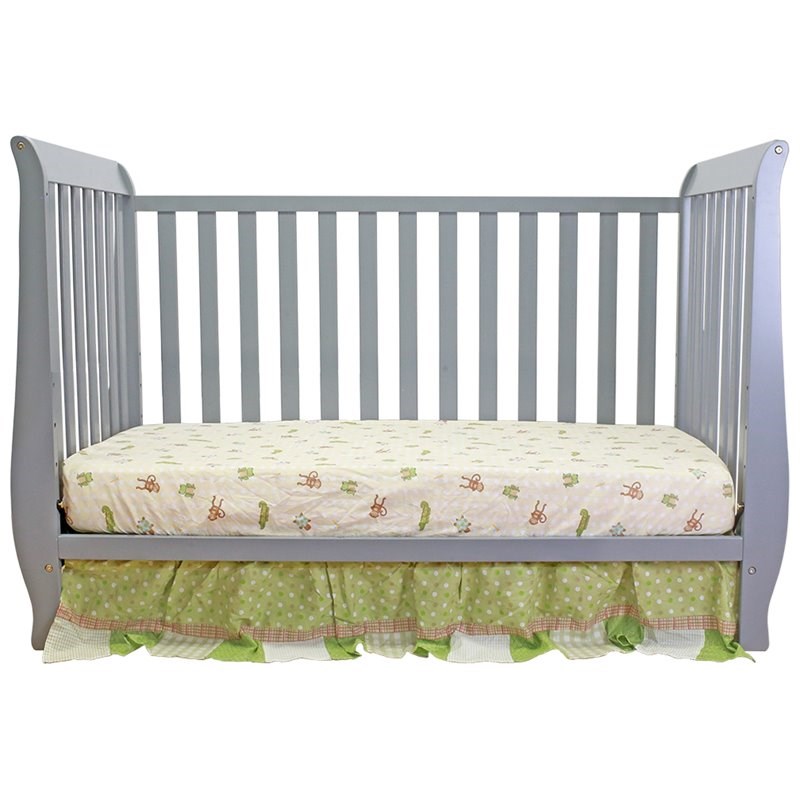 AFG Baby Furniture Naomi Solid Wood 4-in-1 Convertible Crib in Gray