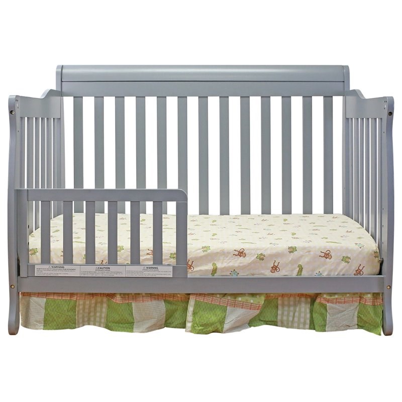 AFG Baby Furniture Alice Solid Wood 3-in-1 Convertible Crib in Gray