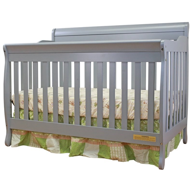 AFG Baby Furniture Alice Solid Wood 3-in-1 Convertible Crib in Gray ...