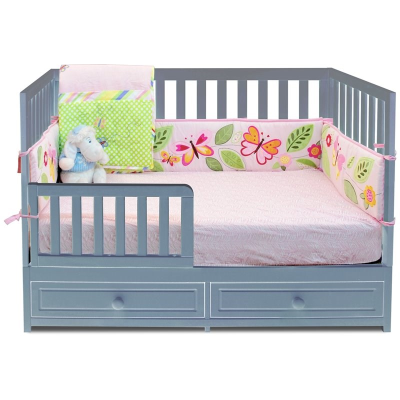 AFG Baby Furniture Marilyn Solid Wood 3-in-1 Convertible Crib in Gray
