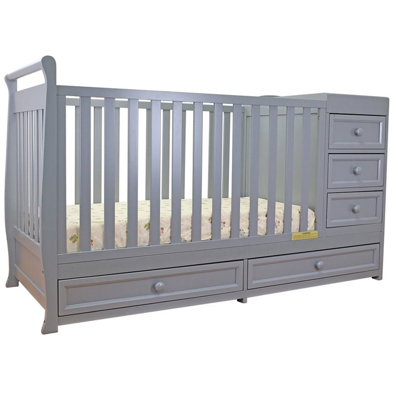 AFG Baby Furniture Daphne Solid Wood 2-in-1 Convertible Crib Gray
