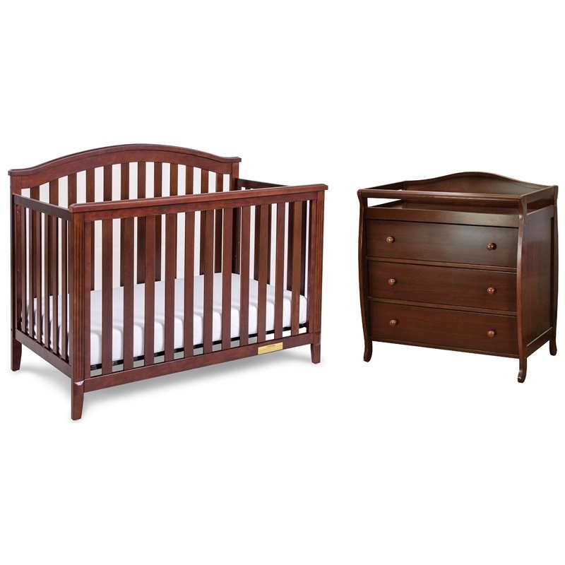 AFG Baby Kali II 4-in-1 Convertible Crib with Grace 3-Drawer Changer in Espresso