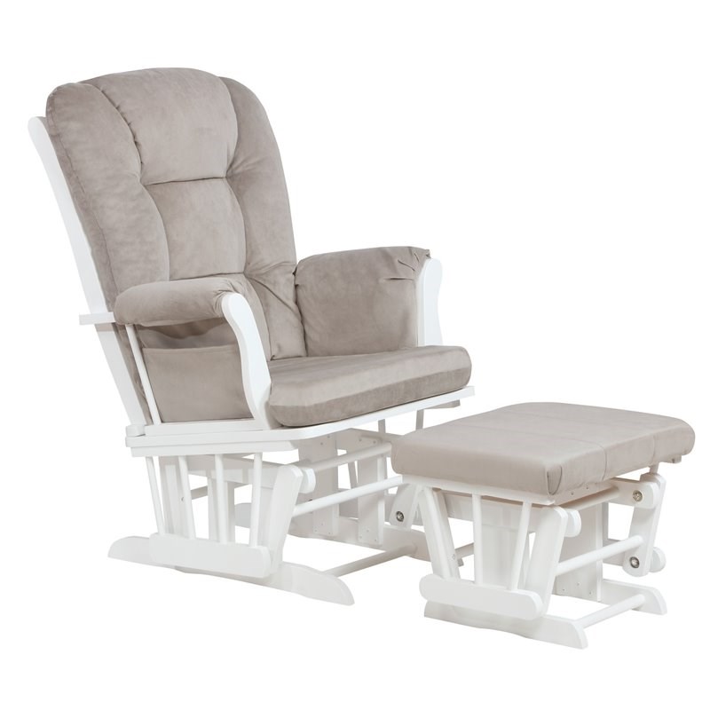 AFG Baby Alice Solid Wood Glider Chair and Ottoman in White | Homesquare