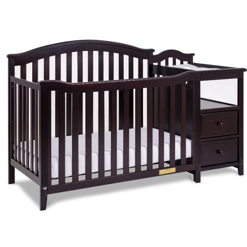 AFG Baby Furniture Kali 4-in-1 Convertible Crib w/ Toddler Guardrail Espresso