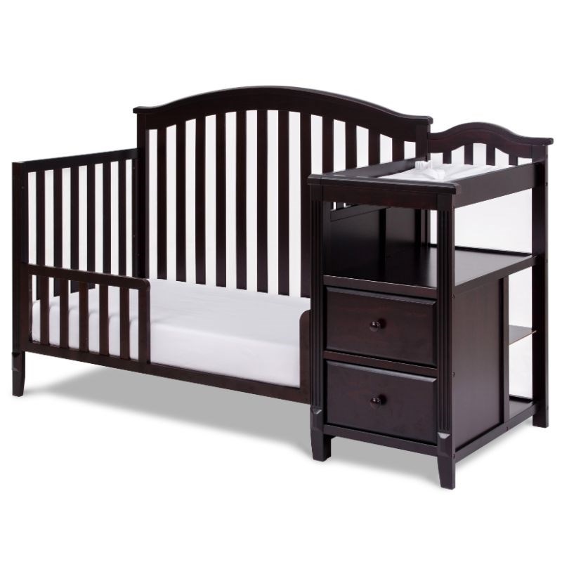 AFG Baby Furniture Kali 4-in-1 Convertible Crib w/ Toddler Guardrail Espresso