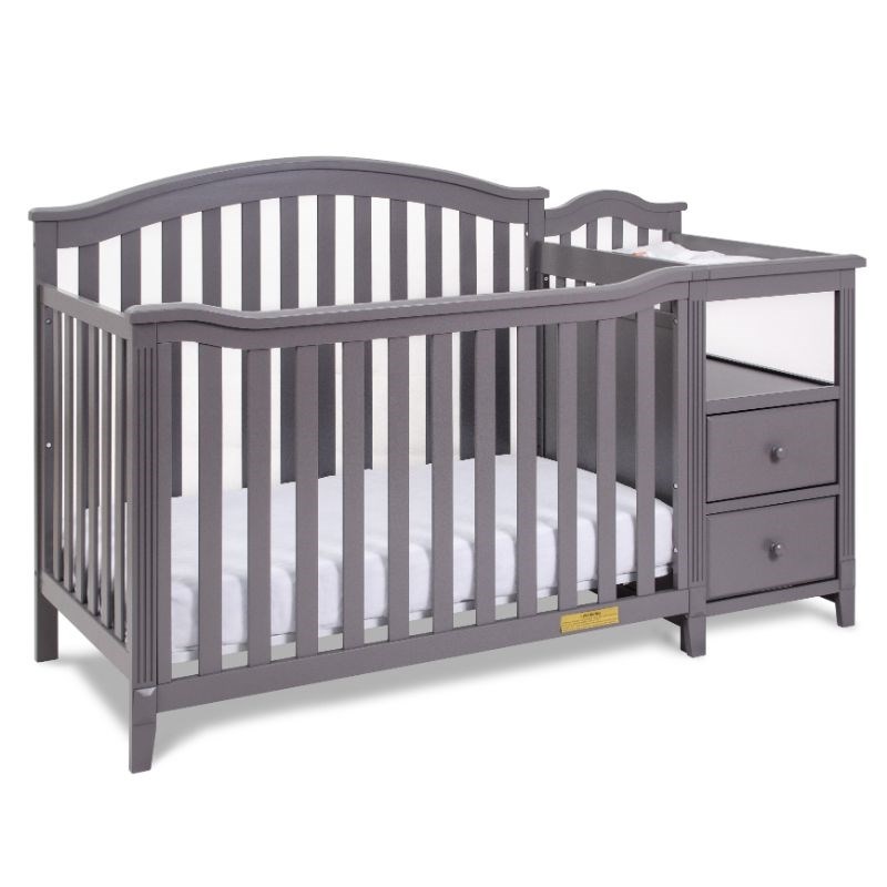 AFG Baby Furniture Kali 4-in-1 Convertible Crib w/ Toddler Guardrail Gray