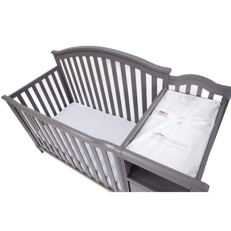 AFG Baby Furniture Kali 4-in-1 Convertible Crib w/ Toddler Guardrail Gray