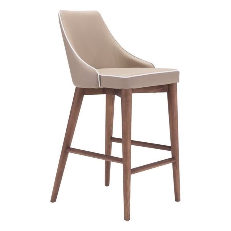 brika home 37&quot; faux leather bar stool in beige br673851