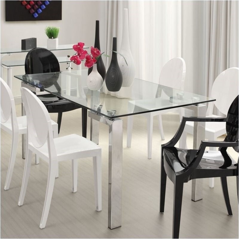 Brika Home Casual Dining Table with Glass Top