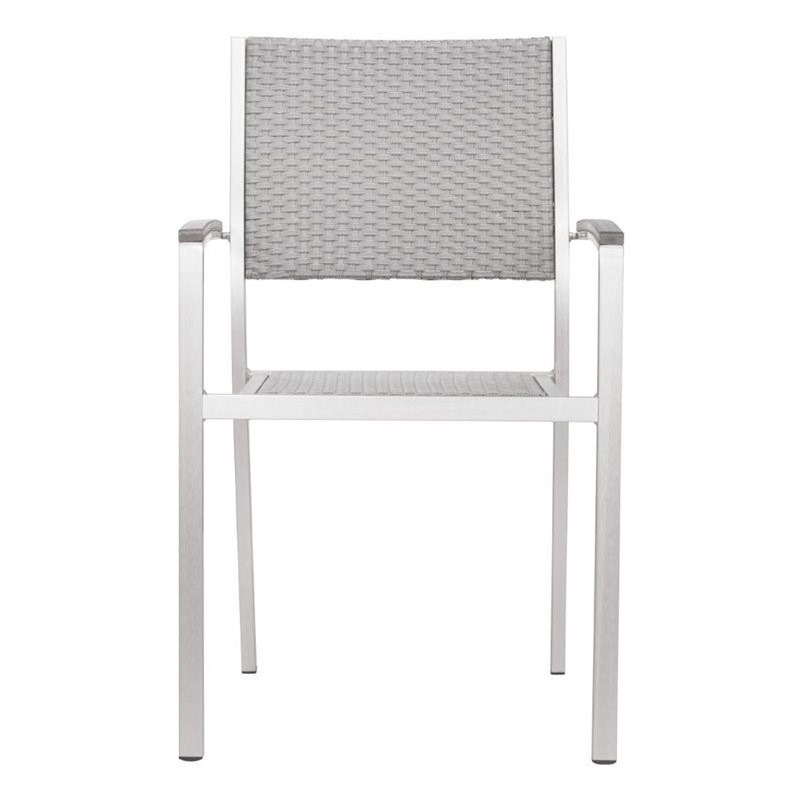 Brika Home ArmDining Chair in brushed aluminum