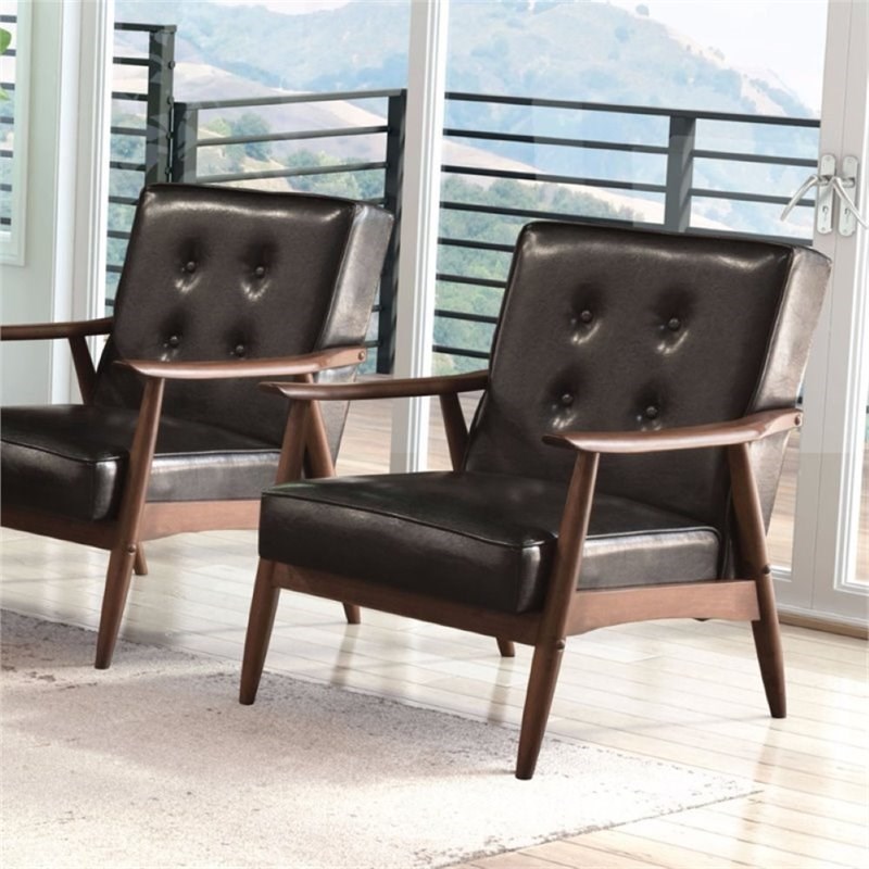 Brika Home Faux Leather Arm Chair in Black