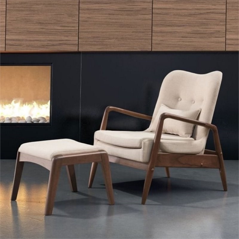 Brika Home Lounge Chair and Ottoman in Beige