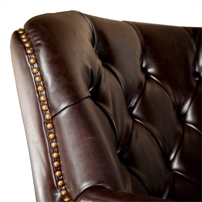 Brika Home Faux Leather Tufted Club Chair in Brown