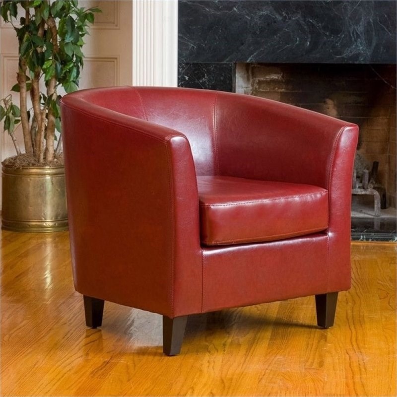 Brika Home Faux Leather Club Chair in Red