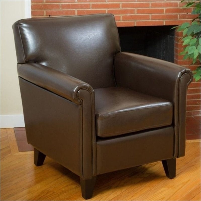 Brika Home Faux Leather Club Chair in Brown