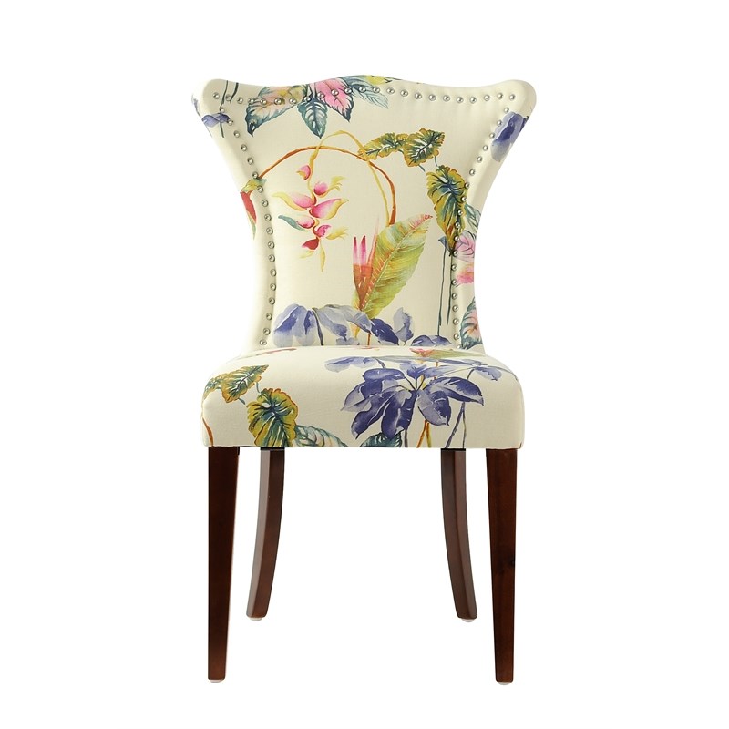 Brika Home Upholstered Accent Chair in Off White and Floral