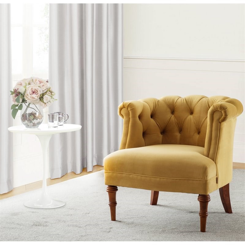 Brika Home Tufted Accent Chair in Gold