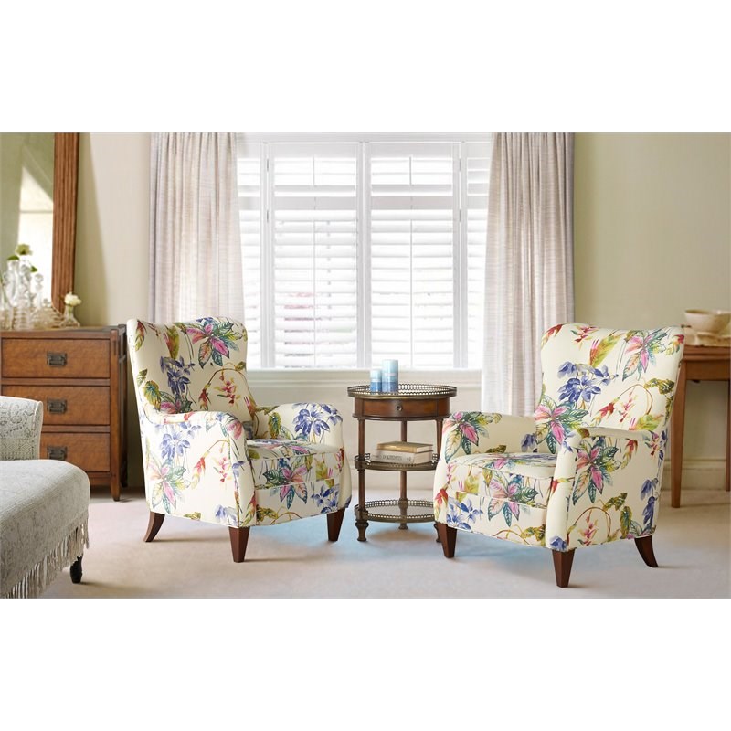 Brika Home Upholstered Arm Chair in Off White and Floral