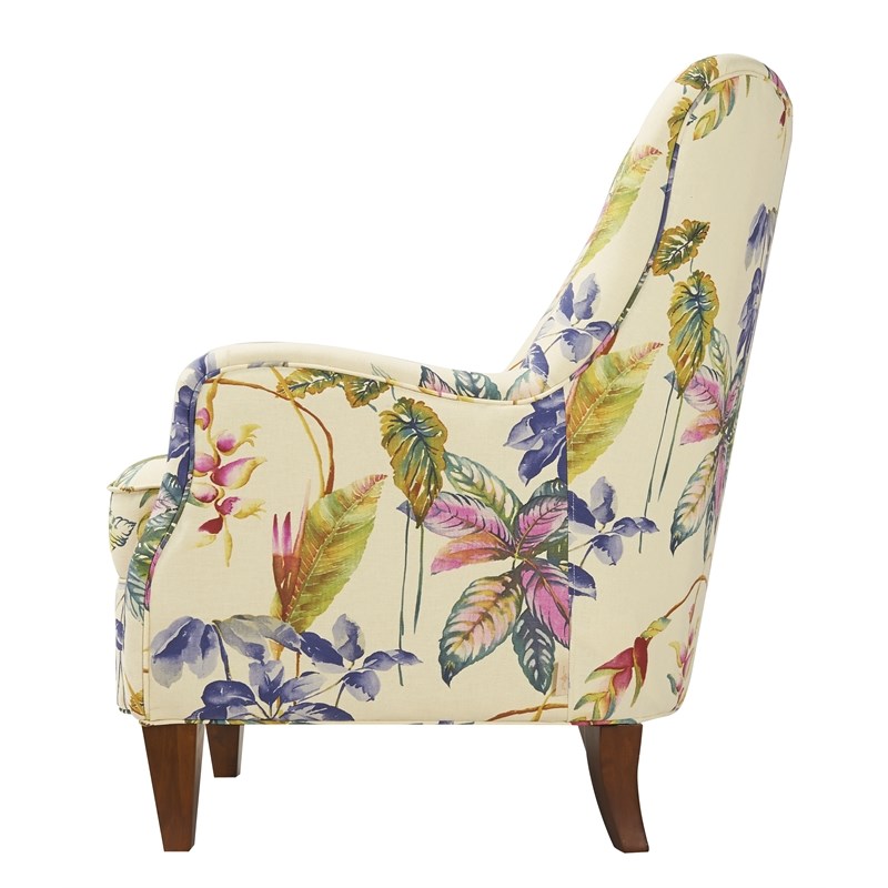 Brika Home Upholstered Arm Chair in Off White and Floral