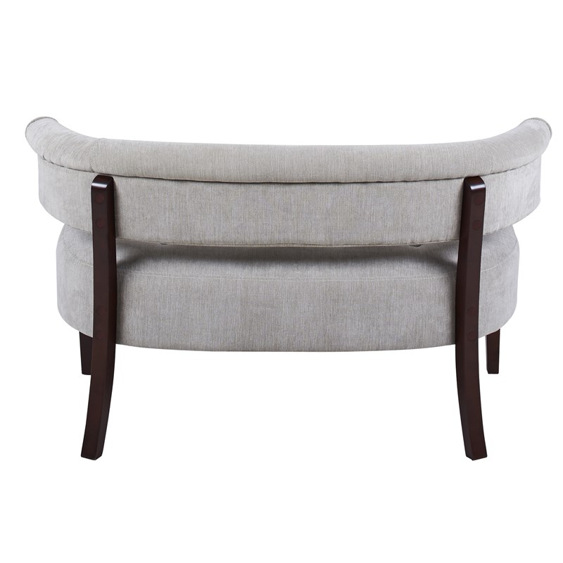Brika Home Roll Arm Tufted Bench Settee in Silver Gray