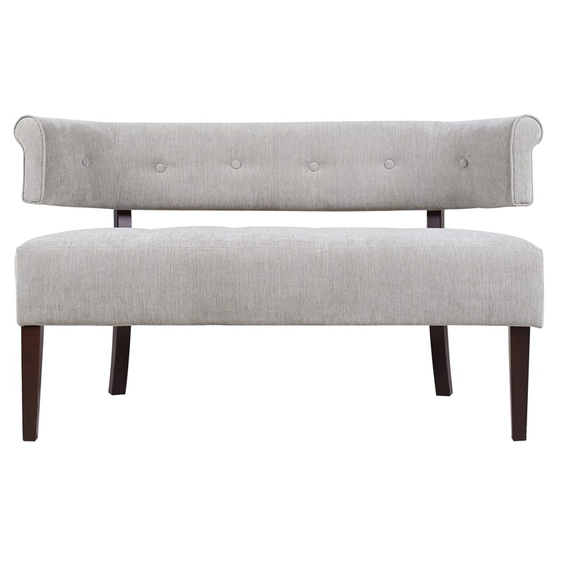 Brika Home Roll Arm Tufted Bench Settee in Silver Gray