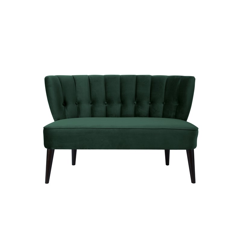 Brika Home Button Tufted Settee in Hunter Green