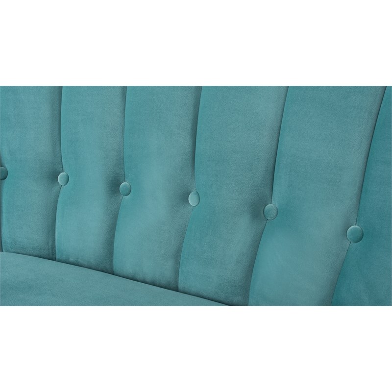 Brika Home Button Tufted Settee in Arctic Blue