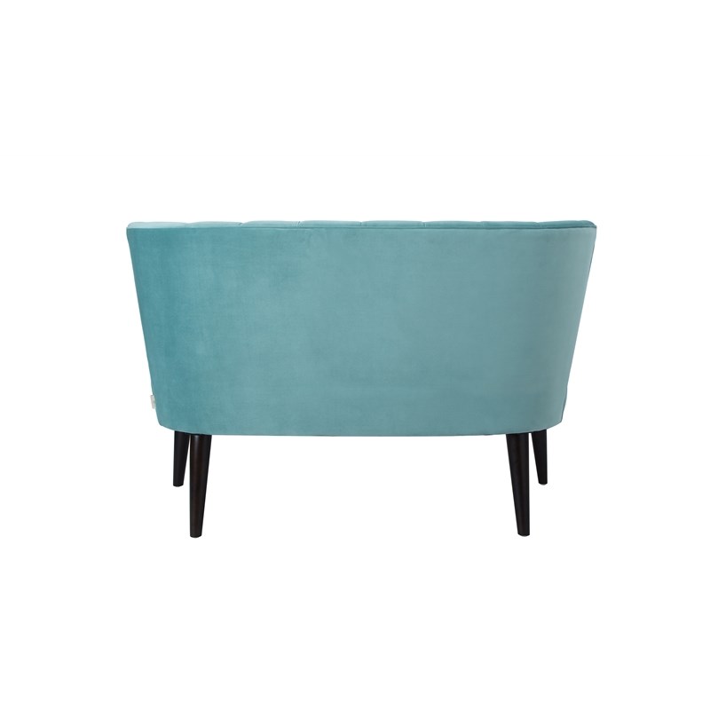Brika Home Button Tufted Settee in Arctic Blue