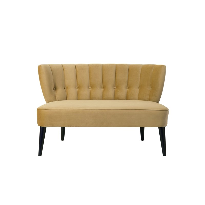 Brika Home Button Tufted Settee in Gold